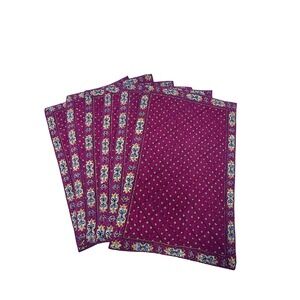 Valdrome Set 6 Quilted Placemats Burgundy Floral Medallion Border Cotton 16.5x11